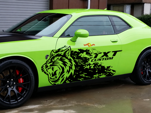 Adesivo in vinile personalizzato SRT Hellcat stile grunge Splash TXT coppia laterale per Dodge Challenger