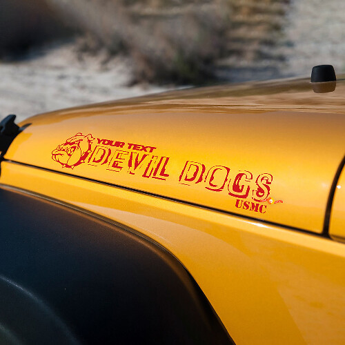 DEVIL DOG ​​edizione bulldog Devil Dogs USMC Adesivi per cofano Decalcomanie per cappe Jeep Wrangler
