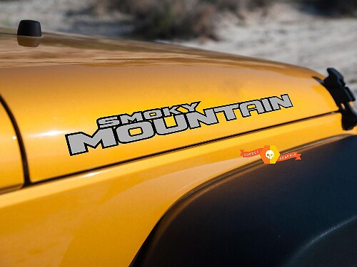 Set di Adesivi Laterali per Cofano Smoky Mountain in Vinile per Jeep Wrangler JK TJ YJ