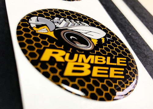 Pulsante di avviamento del motore Rumble Bee Dodge Domed Badge Emblem Resin Decal Sticker