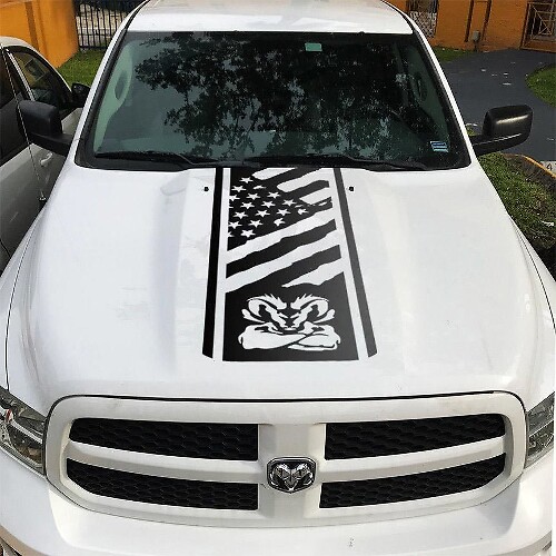 Adesivo in vinile con bandiera USA per cofano Dodge Ram 1500 2500 3500 Rebel