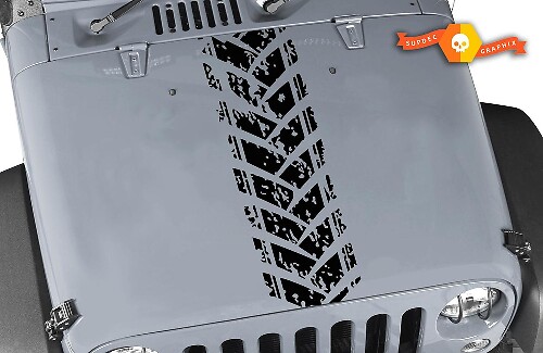 Adesivo in vinile per cofano con battistrada per Jeep Wrangler TJ LJ JK JKU