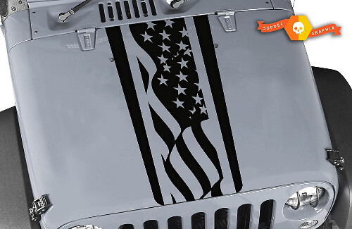 Strisce in Vinile con Bandiera Americana per Cofano Jeep Wrangler