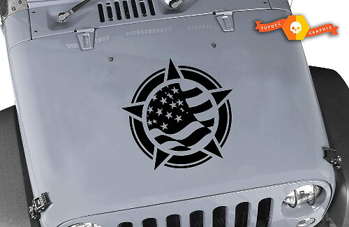 Adesivo in vinile con stella della bandiera USA per cofano Jeep Wrangler