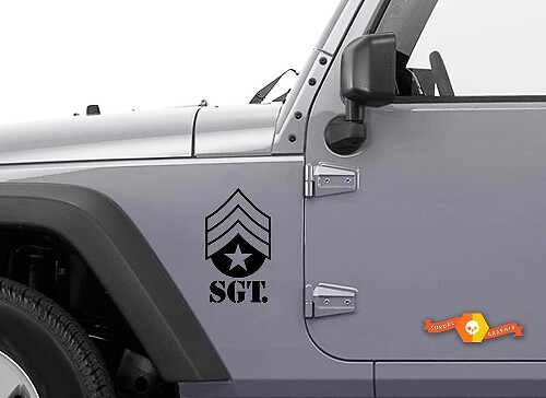 Kit adesivi parafango laterale Sergente Militare SGT per Jeep Wrangler TJ LJ JK