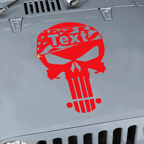 Adesivo in vinile personalizzato Cofano Teschio Punisher Bandiera USA per Jeep Wrangler