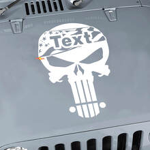Adesivo in vinile personalizzato Cofano Teschio Punisher Bandiera USA per Jeep Wrangler_2
