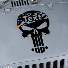Adesivo in vinile personalizzato Cofano Teschio Punisher Bandiera USA per Jeep Wrangler_3