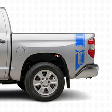 Set di Adesivi Vinilici Laterali Posteriori TRD Punisher Skull per Toyota Tacoma Tundra_2