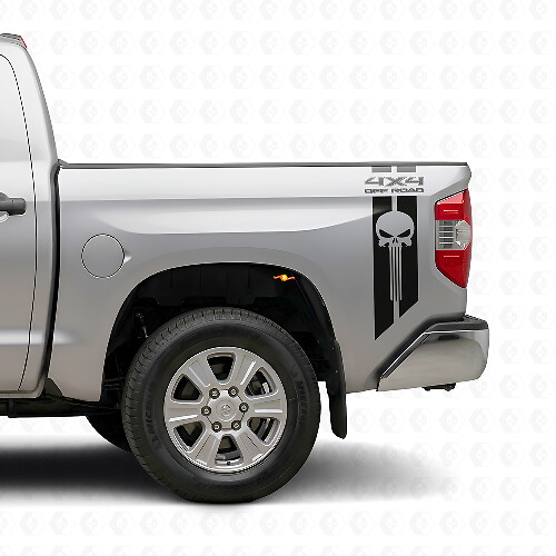 Set di Adesivi in Vinile Laterali Posteriori 4x4 Off Road Punisher Skull per Toyota Tacoma Tundra