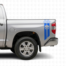 Set di Adesivi in Vinile Laterali Posteriori 4x4 Off Road Punisher Skull per Toyota Tacoma Tundra_2