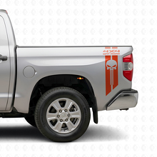 Set di Adesivi in Vinile Laterali Posteriori 4x4 Off Road Punisher Skull per Toyota Tacoma Tundra_4