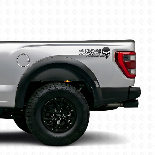 Coppia di Adesivi Laterali per Pianale 4x4 Off Road Edizione Punisher per camion Musclecar