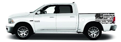 Set di Adesivi in Vinile con Bandiera Americana Invecchiata per Lato Letto Dodge Ram 1500-3500