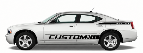 TESTO PERSONALIZZATO Coppia di strisce laterali T/X Adesivo in vinile per battitacco parafango posteriore per Dodge Charger 2006-2010