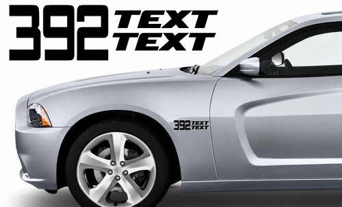 392 Shaker Scat Pack Style TEXT TEXT Pair — Adesivo in vinile (parafango) per Dodge Charger