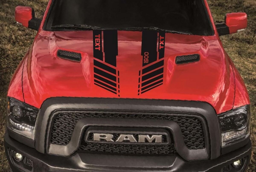 DODGE RAM 1500 HOOD adesivi decalcomania in vinile a doppia striscia personalizzata hemi