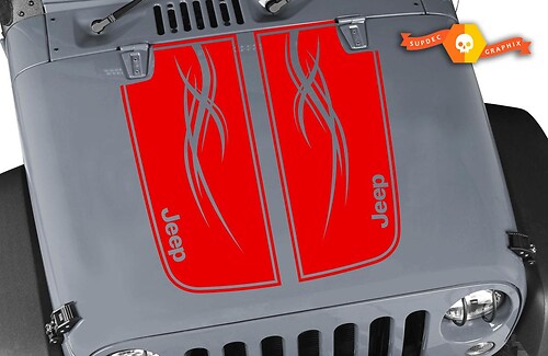 Adesivo in Vinile per Cofano con Doppie Strisce e Motivo Tribale per Jeep Wrangler 1997-2017
