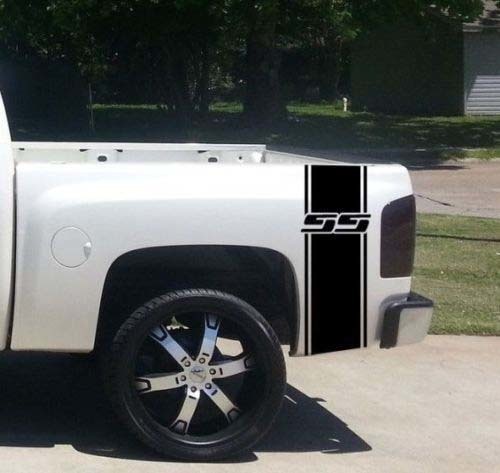 Adesivo in Vinile con Contorno a Strisce del Logo SS da Applicare sul Fianchi per Chevrolet Silverado