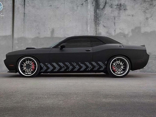 Adesivo Laterale in Vinile con Strisce a Frecce Stile Usurato per Dodge Challenger