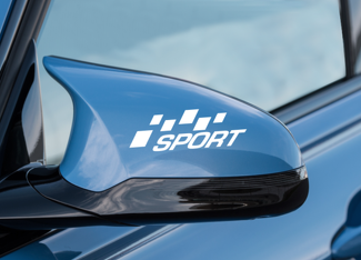Confezione da 2 specchietti con bandiera sportiva - Striscia laterale bianca Adesivo in vinile Striscia da corsa