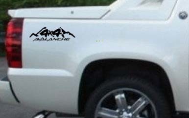 Set di adesivi per strisce laterali del letto del camion Chevy Avalanche nero 4x4 Dimensionamento personalizzato
