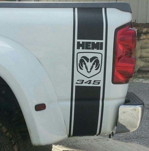 Adesivo in vinile con strisce laterali del letto Dodge Ram** Mopar Srt 345 Hemi Power Wagon
