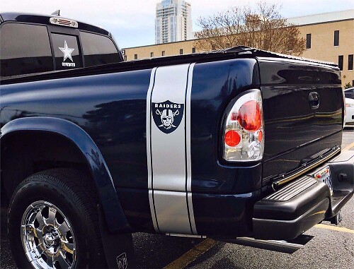 Kit di adesivi in vinile a strisce laterali stile Raiders per Dodge Ram