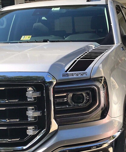 2 adesivi per decalcomanie in vinile per camion adesivo da corsa Stripes GMC Sierra hood factory style graphix