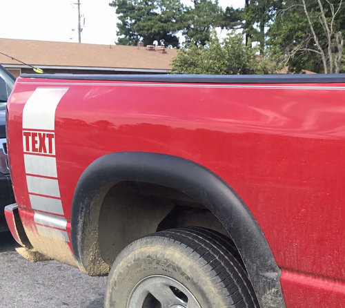 Adesivo in vinile a strisce da corsa segmentate coppia per fianco letto per Dodge Ram 1500