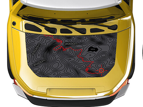 Adesivo in Vinile con Mappa Topografica e Linea Tracciato per Cofano per Toyota FJ Cruiser