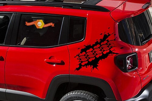 NUOVA grafica/adesivi decalcomanie Jeep Renegade nero opaco 2015 2016 2017
