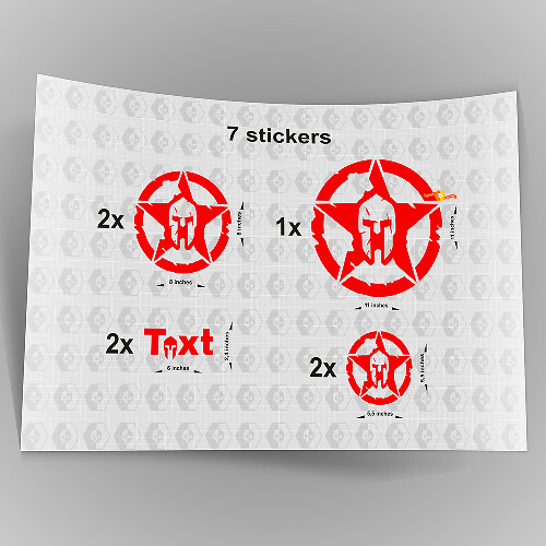 7x Jeep Spartan STAR Decal adesivi cofano porta parafango TJ JK CJ YJ JL rubicone
