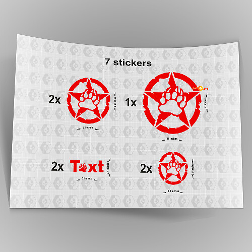 7x Jeep Bear Claw STAR Decal adesivi cofano porta parafango TJ JK CJ YJ JL rubicone