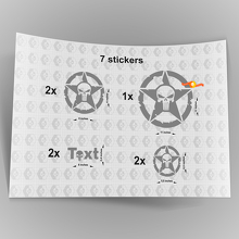 7x Jeep Punisher STAR Decal adesivi cofano porta parafango TJ JK CJ YJ JL rubicon 2