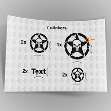 7x Jeep Punisher STAR Decal adesivi cofano porta parafango TJ JK CJ YJ JL rubicon 3