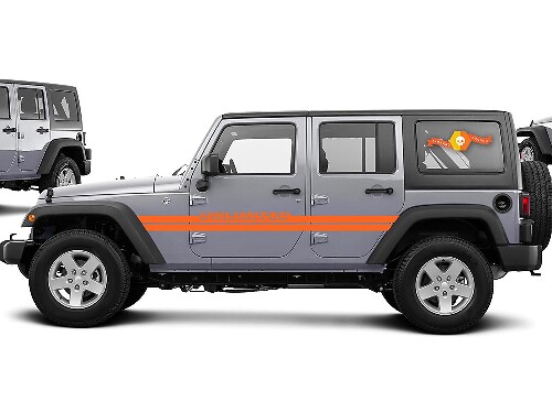 Adesivo laterale in vinile con doppie strisce e scritte illimitate per Jeep Wrangler