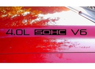 Hood Decal x2 4.0L SOHC V6 testo adesivo emblema logo 4.0 V4
