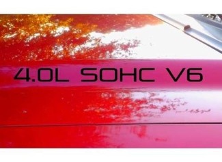 Hood Decal x2 4.0L SOHC V6 testo adesivo emblema logo 4.0 V2