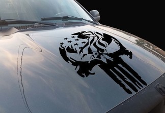 La decalcomania del cofano in vinile Punisher Eagle Skull si adatta a tutte le Ford Ram Chevy Nissan Toyota Jeep