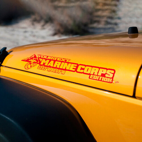 Set Adesivi in Vinile Personalizzati Edizione Marine Corps per Cofano Laterale Jeep Wrangler