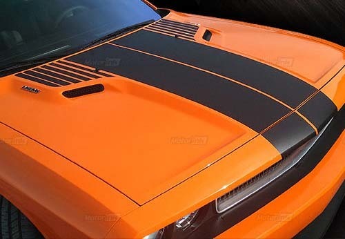 Decalcomanie per adesivi a strisce oscuranti per cofano Dodge Challenger Strobe T 2008-2014

