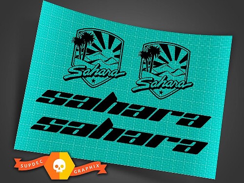 Kit Adesivi in Vinile con Scritta Sahara e Logo Laterale Cofano per Jeep Wrangler