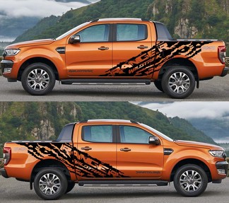 2 adesivi grafici per decalcomanie in vinile laterali grandi Ford Ranger WIldtrack 2015-2019