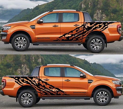 2x Ford Ranger Wildtrak Large Side Desalls Adesivo grafico
