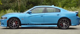 2X Dodge Charger MOPAR Rocker Panel decalcomanie Stripe Vinyl Graphics Kit 2011-2018