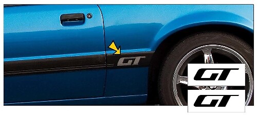 Set Adesivi in Vinile Logo GT per Parafango Anteriore per Musclecar Musclecarmodel GT 1985-1986