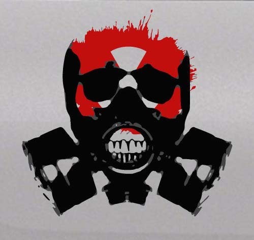 Adesivo in Vinile Maschera a Gas Teschio Zombie Biohazard