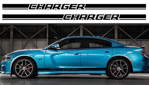 2X Dodge Charger Pannello bilanciere Adesivi Decalcomanie Kit grafica in vinile a strisce 2011-2018
