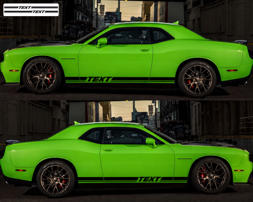 Adesivo in vinile a coppia di strisce Twin Rocker per pannello laterale per Dodge Challenger 2009-2018